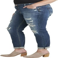 Gümüş Jeans A.Ş. Kadın artı boyutu erkek arkadaşı orta yükselişi ince bacak kot bel boyutları 12-24