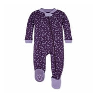 Burt'un Arılar Bebek Bebek Kız Uyuyan Pijama, Zip Up Kaymaz Ayaklı Pijama, % Organik Pamuk