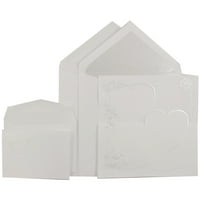 Paper Quinceañera Davetiye Setleri, Sevgi Dolu İnci Kalp Tasarımlı Beyaz, Kristal Astarlı, Küçük Set ve Büyük Set,