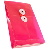 Plastik Zarflar, 4.3x6.3, 12 Paket, Pembe, Düğme Dizisi, Açık Uç