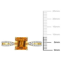 1 Karat T.G.W. Madeira Sitrin ve Karat T.W. Pırlanta 14kt Sarı Altın Split-Shank Nişan Yüzüğü