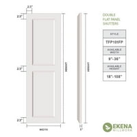 Ekena Millwork 18 W 46 H Gerçek Fit PVC İki eşit Düz Panel Panjur, Beyaz