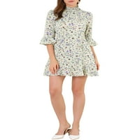 Benzersiz Pazarlık Bayan Çiçek Çan Kollu Önlüklü Kuşaklı Fırfır Elbise