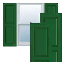 Ekena Millwork 12 W 58 H Gerçek Fit PVC İki eşit Yükseltilmiş Panel Panjur, Viridian Yeşili