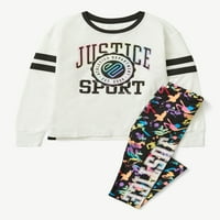 Adalet Kızlar Tatil Hediye Grafik Uzun Kollu Tişört ve Legging 2 Parça Kıyafet Seti, Boyutları XS-XLP