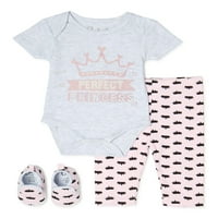 İletişim Bebek Kız Bodysuit, Tozluk ve Ayakkabı Kıyafeti, set