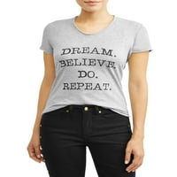 Sofia Jeans By Sofia Vergara Dream Believe Do Short Sleeve V-Neck Graphic T-Shirt Women's