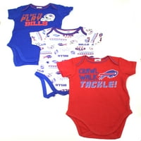 Buffalo Bills Bebek Kısa Kollu Bodysuits, 3pk