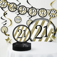 Siyah ve Altın 21. Doğum Günü Dekorasyon Seti