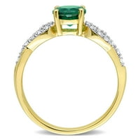 Miabella kadın CT Oluşturulan Zümrüt ve Elmas 10kt Sarı Altın Infinity Büküm yıldönümü yüzüğü