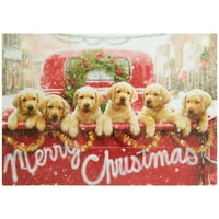 Holiday Time Deluxe Kutulu Noel Kartları, Holiday Puppies'li Kırmızı Kamyon, 18 Sayım, 5 7 Çok Renkli