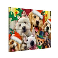 Ticari Marka Güzel Sanatlar 'Noel Köpekleri' Ahşap Duvar Sanatı Howard Robinson'dan Sanat