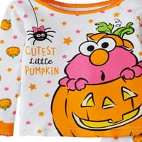 Cadılar Bayramı Susam Sokağı Bebek Kız uzun kollu Pamuklu rahat Pijama, 2 parçalı Set