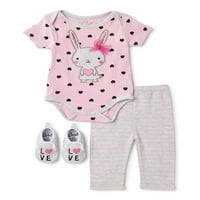 İletişim Kız Bebek Kısa Kollu Elbise, Pantolon ve Spor Ayakkabı, Kıyafet Seti