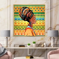 Designart 'Türbanlı Afrikalı Amerikalı Kadın Portresi III' Modern Çerçeveli Tuval Duvar Sanatı Baskı