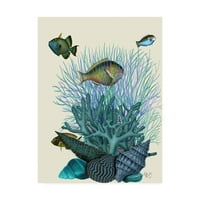 Marka Güzel Sanatlar 'Balık Mavisi Kabukları ve Mercanlar' Fab Funky'den Tuval Sanatı