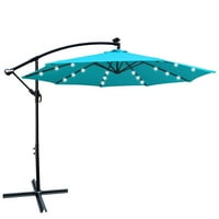 FT Veranda Şemsiyeleri Güneş LED Asılı Veranda Açık Güneş Gölge Şemsiye Çapraz Tabanı İle Bahçe Güverte Arka Bahçe-Turkuaz
